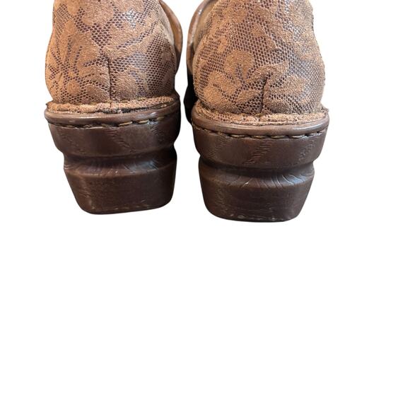 b.o.c. Leather Clogs Slip On Shoes W Size EU 38.5/US 7.5 to 8 Brown Floral - Picture 5 of 9